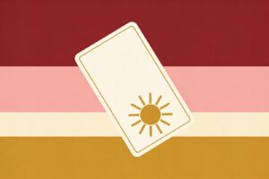 Carta de tarô invertida com um sol, ilustração flat